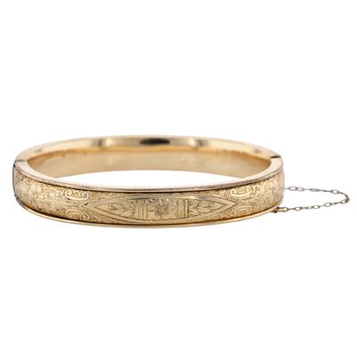 Sale Photo Thumbnail #367: Gold Filled Engraved Hinge Clasp Bangle Bracelet