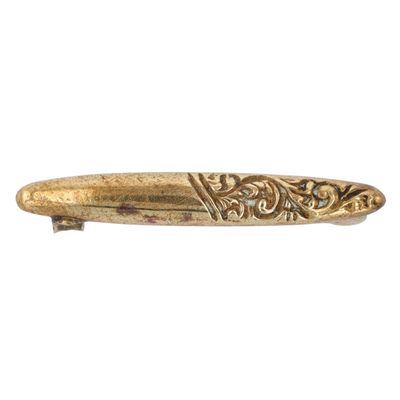 Sale Photo Thumbnail #281: Antique Gold Filled Scroll Embossed Bar Brooch