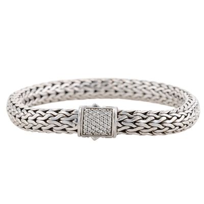 Sale Photo Thumbnail #461: John Hardy Sterling Silver Pave Diamond Icon Chain Bracelet
