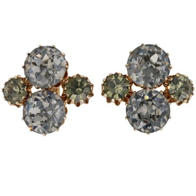 Sale Photo Thumbnail #33: Coro Gold Tone Rhinestone Cluster Earrings