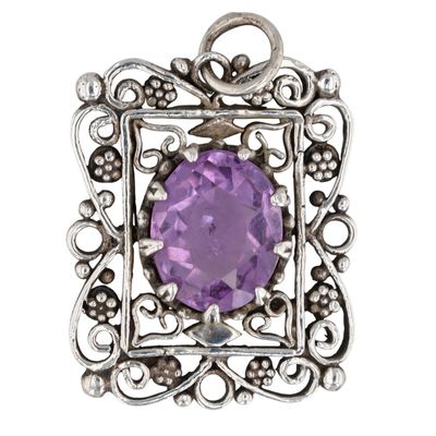 Sale Photo Thumbnail #159: Sterling Silver Amethyst Scroll Cut Pendant