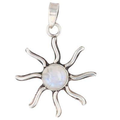 Sale Photo Thumbnail #559: Sterling Silver Moonstone Sun Pendant