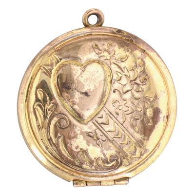 Sale Photo Thumbnail #260: Vintage Gold Filled Engraved Floral Love Round Locket Pendant
