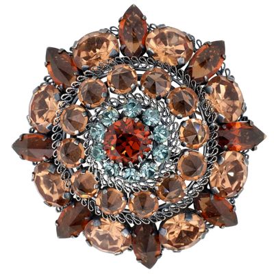 Sale Photo Thumbnail #137: Austria Silver Tone Rhinestone Cluster Dome Brooch