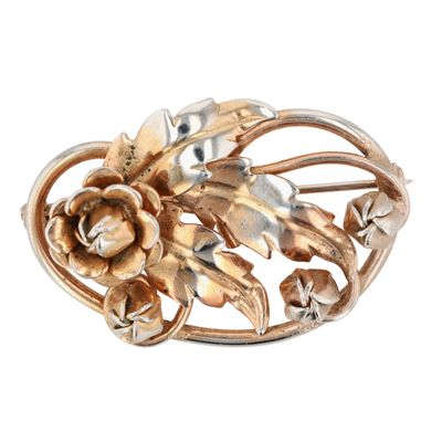 Sale Photo Thumbnail #166: Vintage Gold Over Sterling Silver Floral Buds Brooch