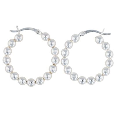 Sale Photo Thumbnail #551: Signed Sterling Silver Ball Hoop Earrings