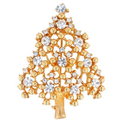 Sale Photo Thumbnail #38: Eisenberg ICE Gold Tone Swarovski Crystal Christmas Tree Brooch