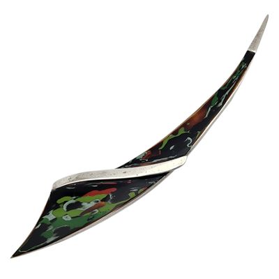 Sale Photo Thumbnail #498: Vintage Signed Sterling Enamel Freeform Abstract Brooch