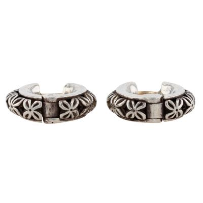 Sale Photo Thumbnail #421: 14K Yellow Gold & Sterling Silver Heavy Hinge Hoop Earrings