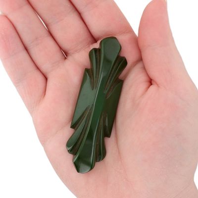 Sale Photo Thumbnail #199: Vintage Olive Bakelite Geometric Carved Collar Brooch