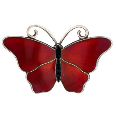 Sale Photo Thumbnail #428: Ivar T. Holth Norway Sterling Guilloche Enamel Butterfly Brooch