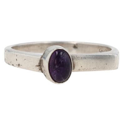 Sale Photo Thumbnail #574: Sterling Silver Amethyst Modern Drop Ring Size 8