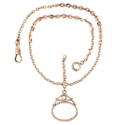 Sale Photo Thumbnail #329: H&H Gold Filled Albert Pocket Watch Chain and Fob