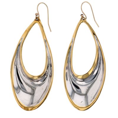 Sale Photo Thumbnail #62: Alexis Bittar 14K Two Tone Gold Over Brass Open Dangle Earrings