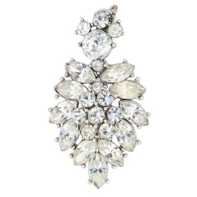 Sale Photo Thumbnail #25: Crown Trifari Silver Tone Rhinestone Cluster Pendant