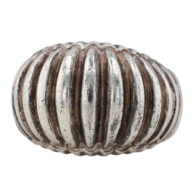 Sale Photo Thumbnail #519: Sterling Silver Ribbed Domed Ring Size 7