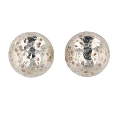 Sale Photo Thumbnail #531: Signed Sterling Silver Textured Large Ball Stud Earrings