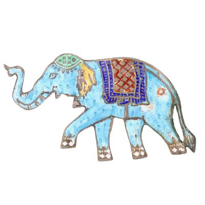Sale Photo Thumbnail #163: Sterling Silver Guilloche Enamel Colorful Elephant Brooch