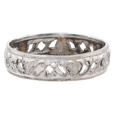 Sale Photo Thumbnail #187: Vintage Sterling Silver Heart Swirl Cigar Band Ring Sz 8