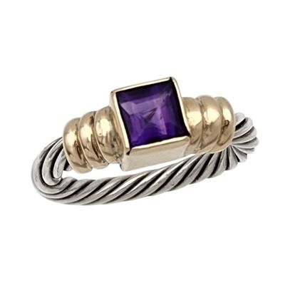 Sale Photo Thumbnail #502: Sterling Amethyst Cable Ring Sz 6.5