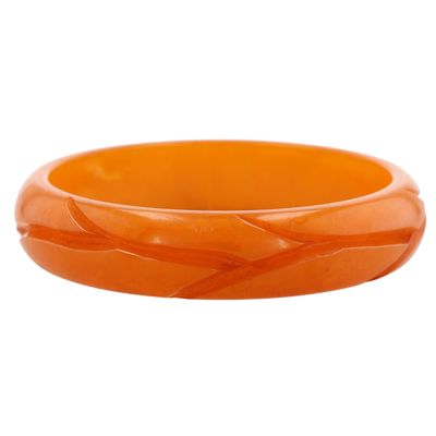 Sale Photo Thumbnail #202: Vintage Gold Bakelite Marbled Bangle Bracelet