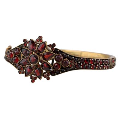 Sale Photo Thumbnail #387: Victorian Gold Over Silver Bohemian Garnet Bangle Bracelet