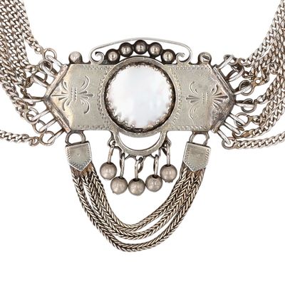 Sale Photo Thumbnail #278: Antique French Silver Filled Mother Of Pearl Pocket Watch Chain