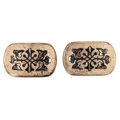 Sale Photo Thumbnail #270: Vintage Gold Filled Mid-Century Spanish Damascene Cuff Links