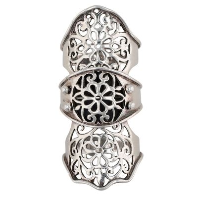 Sale Photo Thumbnail #556: Sterling Silver Articulated Openwork Armor Ring Size 12