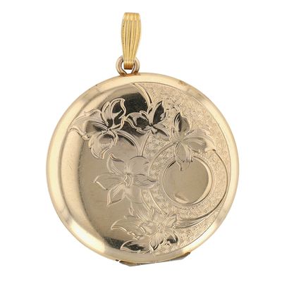 Sale Photo Thumbnail #215: Danecraft 12K Gold Filled Floral Engraved Locket Pendant
