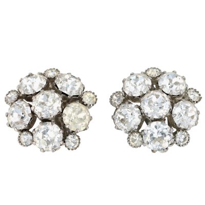 Sale Photo Thumbnail #48: Weiss Silver Tone Rhinestone Cluster Earrings