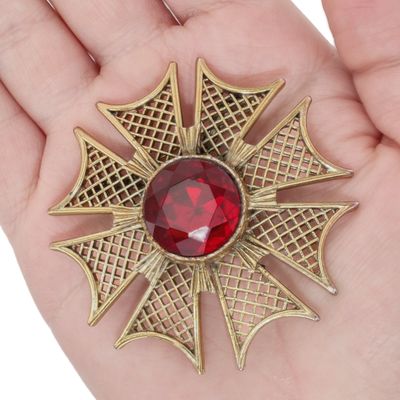 Sale Photo Thumbnail #130: Czech Gilt Metal Rhinestone Mesh Starburst Brooch