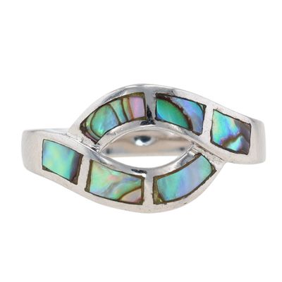 Sale Photo Thumbnail #579: Kameleon Sterling Silver Abalone Inlay Ring Size 6