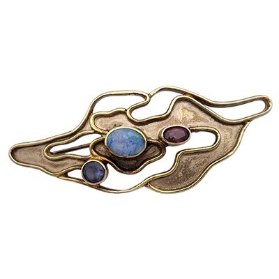 Sale Photo Thumbnail #489: Vintage Paula Bolton Gold over Sterling Multi-Stone Monet Reflections Brooch