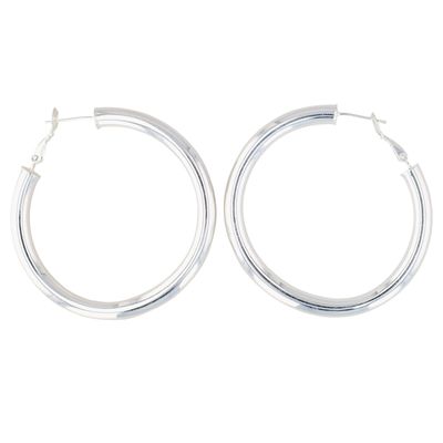 Sale Photo Thumbnail #515: Sterling Silver Large Tube Hoop Earrings