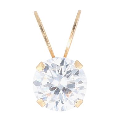 Sale Photo Thumbnail #597: Signed 14K Yellow Gold CZ Solitaire Pendant
