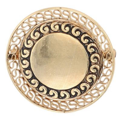 Sale Photo Thumbnail #239: Carl Art 12K Gold Filled Filigree Disc Brooch