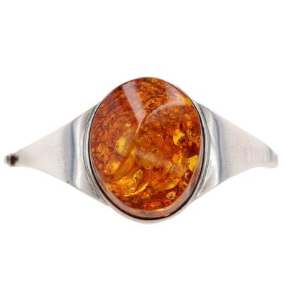 Sale Photo Thumbnail #525: Sterling Silver Honey Amber Hinged Bangle Bracelet