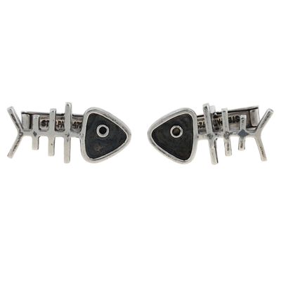 Sale Photo Thumbnail #587: Sterling Silver Fish Bone Cufflinks