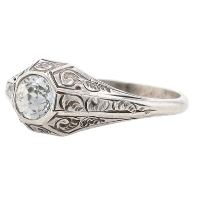Sale Photo Thumbnail #179: Vintage Sterling Silver Rhinestone Deco Solitaire Ring Sz 10