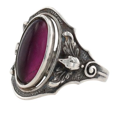 Sale Photo Thumbnail #264: Paye & Baker Mfg Co. Sterling Faux Amethyst Art Nouveau Ring Size 6