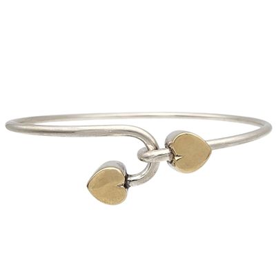 Sale Photo Thumbnail #500: Vintage Tiffany & Co. Sterling & 18K Gold Double Heart Bangle Bracelet