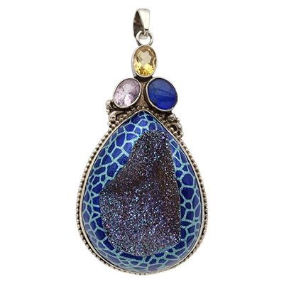 Sale Photo Thumbnail #501: Sterling Multi-Stone Druzy Pendant