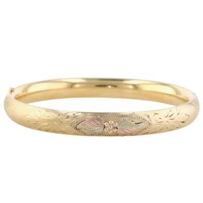 Sale Photo Thumbnail #254: Carl-Art 14K Gold Filled Tri Tone Engraved Hinge Bangle Bracelet