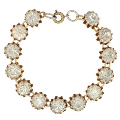 Sale Photo Thumbnail #127: Czech Gilt Metal White Rhinestone Tennis Bracelet