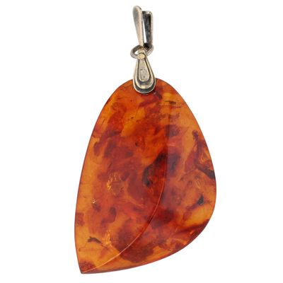 Sale Photo Thumbnail #298: Kaliningrad USSR Gold Over 875 Silver Baltic Amber Pendant