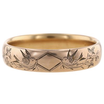 Sale Photo Thumbnail #313: Vaughton & Sons Gold Filled Engraved Swallow Bangle Bracelet