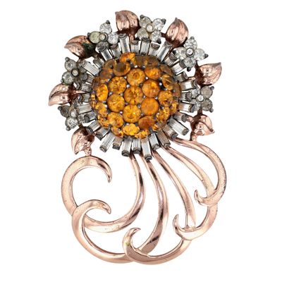 Sale Photo Thumbnail #57: Pennino Sterling Amber Rhinestone Sunburst Brooch
