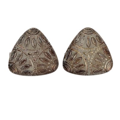 Sale Photo Thumbnail #145: Silver Lace Engraved Triangle Cufflinks