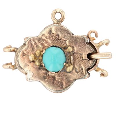 Sale Photo Thumbnail #320: Gold Filled Turquoise Engraved Double Link Box Clasp Pendant